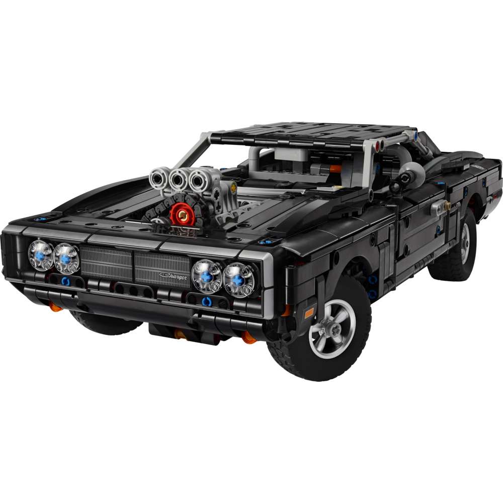 LEGO Technic Fast and Furious Dodge Charger R/T Car 42231 - the fully built model on a plain background. 1516 pieces. Ages 18+.