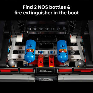 LEGO Technic Fast and Furious Dodge Charger R/T Car 42231 - captioned product view. 1516 pieces. Ages 18+.