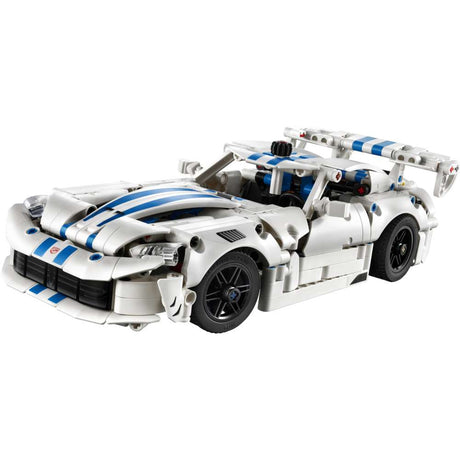 LEGO Technic Dodge Viper GTS-R Sports Car 42234 - the fully built model on a plain background. 805 pieces. Ages 10+.