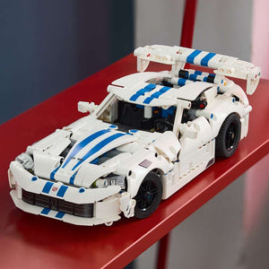 LEGO Technic Dodge Viper GTS-R Sports Car 42234 - the finished build shown in a home setting. 805 pieces. Ages 10+.