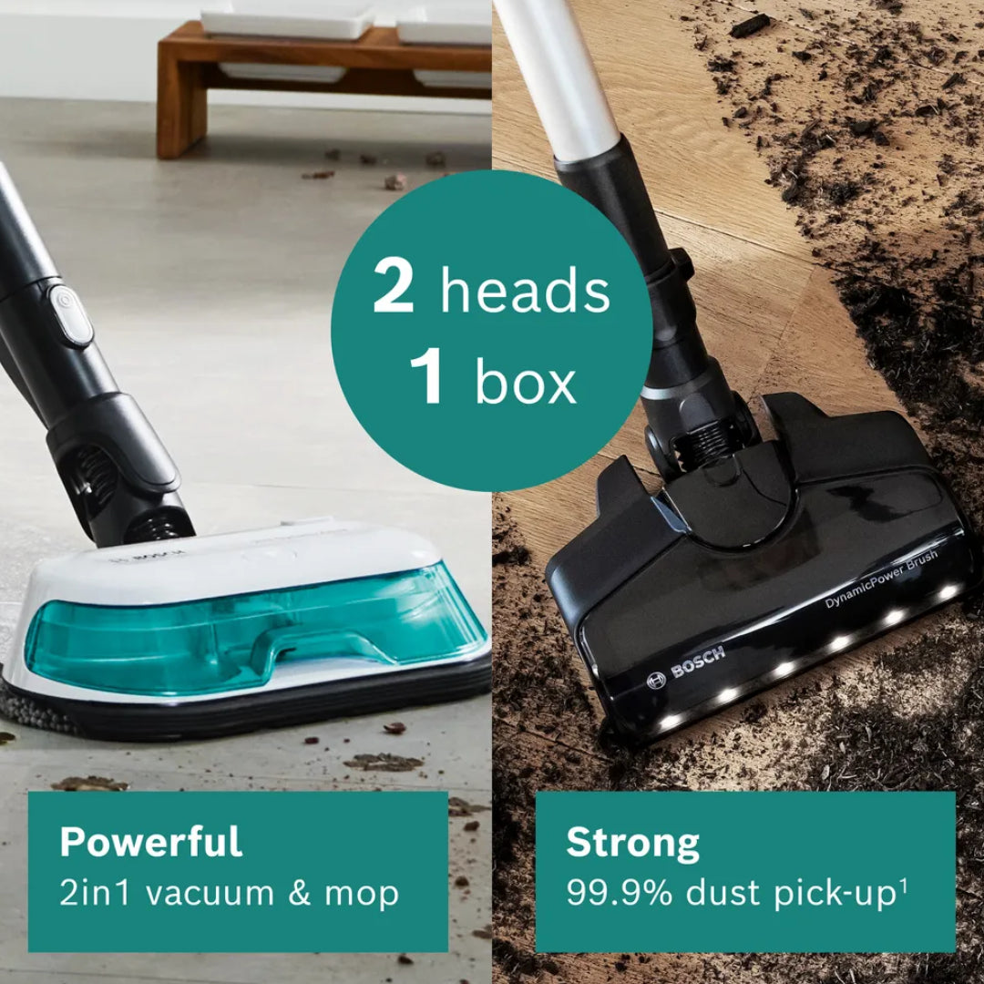 Bosch Unlimited 7 Aqua 2 in 1 Cordless Vacuum Cleaner - White and Turquoise | BCS71HYGGB