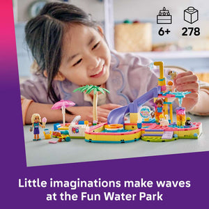 LEGO Friends Fun Water Park Day 42676 - captioned product view. 278 pieces. Ages 6+.