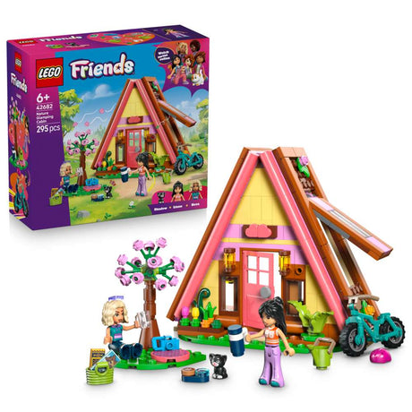 LEGO Friends Nature Glamping Cabin 42682 - shown with its product box. 295 pieces. Ages 6+.