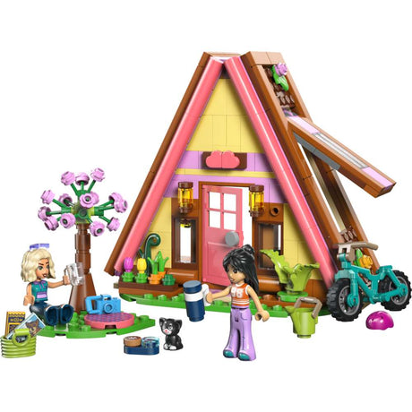 LEGO Friends Nature Glamping Cabin 42682 - the fully built model on a plain background. 295 pieces. Ages 6+.