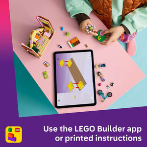 LEGO Friends Nature Glamping Cabin 42682 - captioned product view. 295 pieces. Ages 6+.