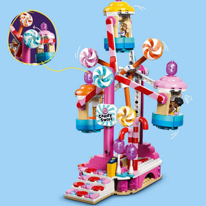 LEGO Friends Candy & Cupcake Ferris Wheel 42700 - close-up detail of the finished build. 602 pieces. Ages 7+.