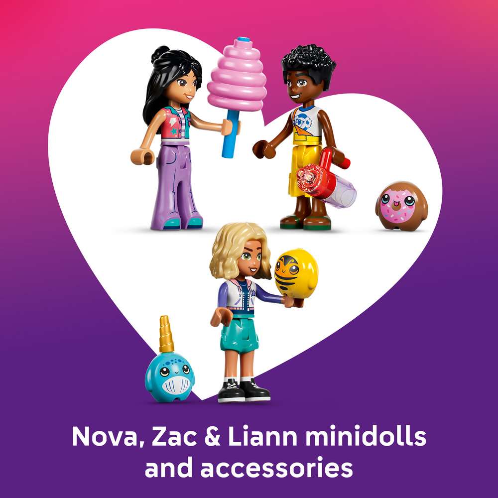 LEGO Friends Candy & Cupcake Ferris Wheel 42700 - captioned product view. 602 pieces. Ages 7+.
