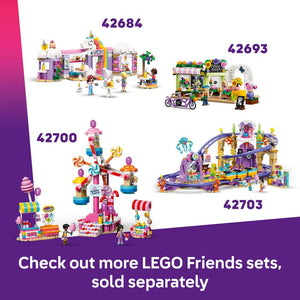 LEGO Friends Spinning Flower & Fairy Teacup Ride 42702 - shown alongside related LEGO sets sold separately. 321 pieces. Ages 7+.