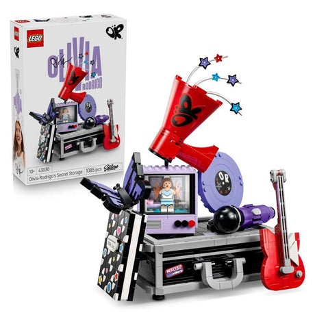 LEGO Editions Music Olivia Rodrigo's Secret Storage 43030 - shown with its product box. 1085 pieces. Ages 10+.
