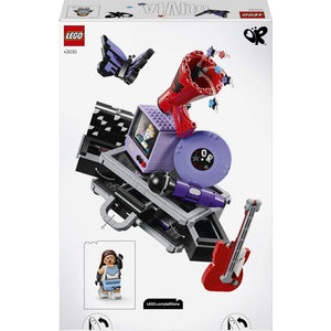 LEGO Editions Music Olivia Rodrigo's Secret Storage 43030 - the back of the box showing play features and box contents. 1085 pieces. Ages 10+.