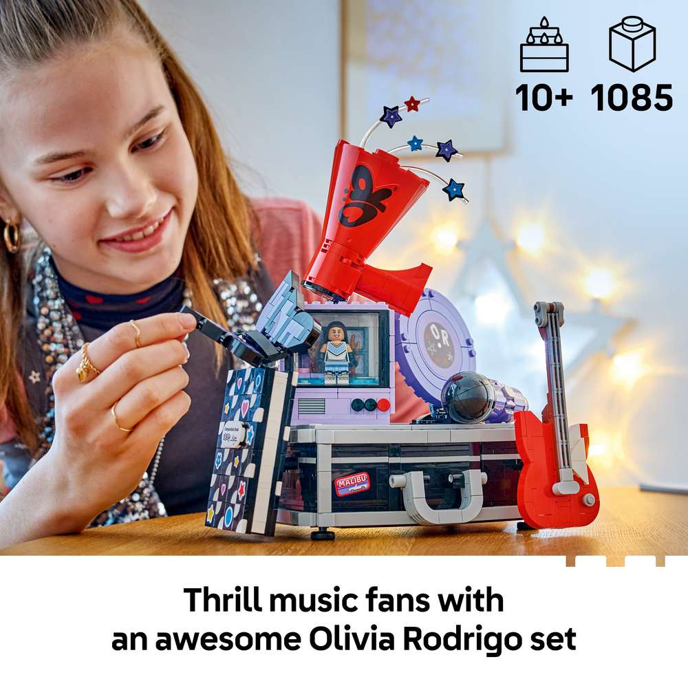 LEGO Editions Music Olivia Rodrigo's Secret Storage 43030 - captioned product view. 1085 pieces. Ages 10+.