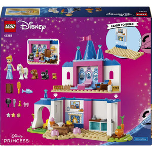 LEGO Disney Princess Cinderella Animal Friends Castle 43283 - the back of the box showing play features and box contents. 149 pieces. Ages 4+.