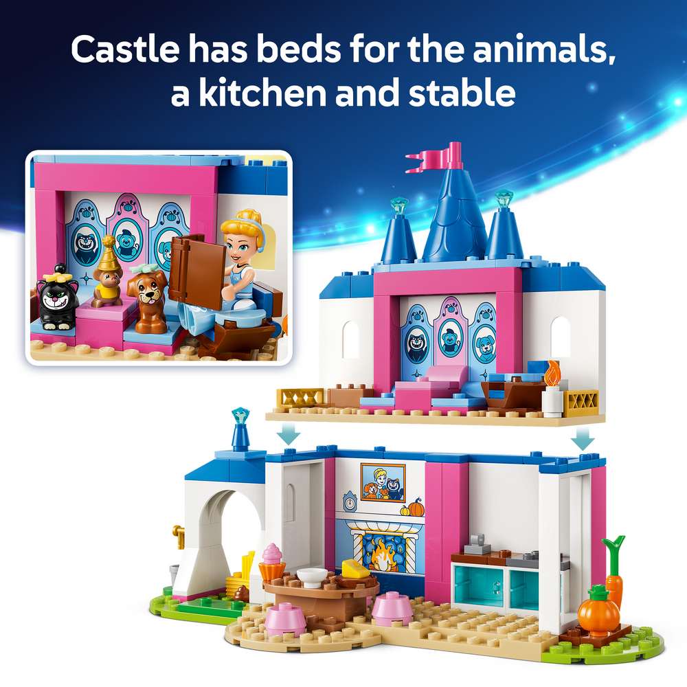 LEGO Disney Princess Cinderella Animal Friends Castle 43283 - captioned product view. 149 pieces. Ages 4+.