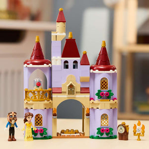 LEGO Disney Princess Belle & the Beast's Enchanted Castle 43289 - the finished build shown in a home setting. 254 pieces. Ages 5+.