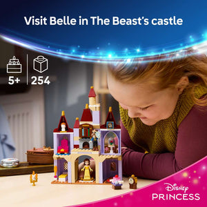 LEGO Disney Princess Belle & the Beast's Enchanted Castle 43289 - captioned product view. 254 pieces. Ages 5+.