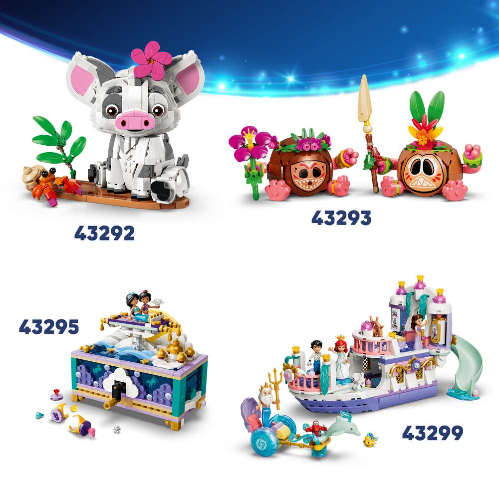 LEGO Disney Classic Stitch & Scrump 43296 - shown alongside related LEGO sets sold separately. 713 pieces. Ages 9+.
