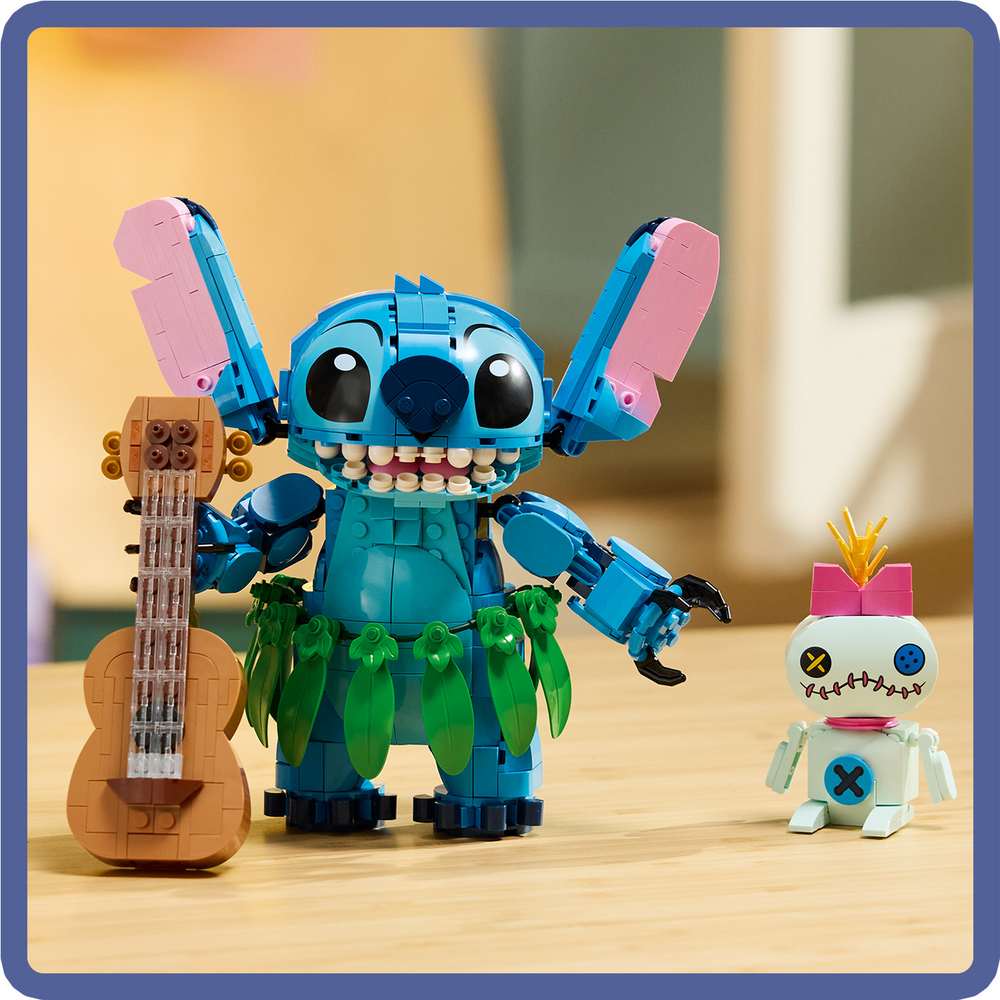 LEGO Disney Classic Stitch & Scrump 43296 - close-up detail of the finished build. 713 pieces. Ages 9+.