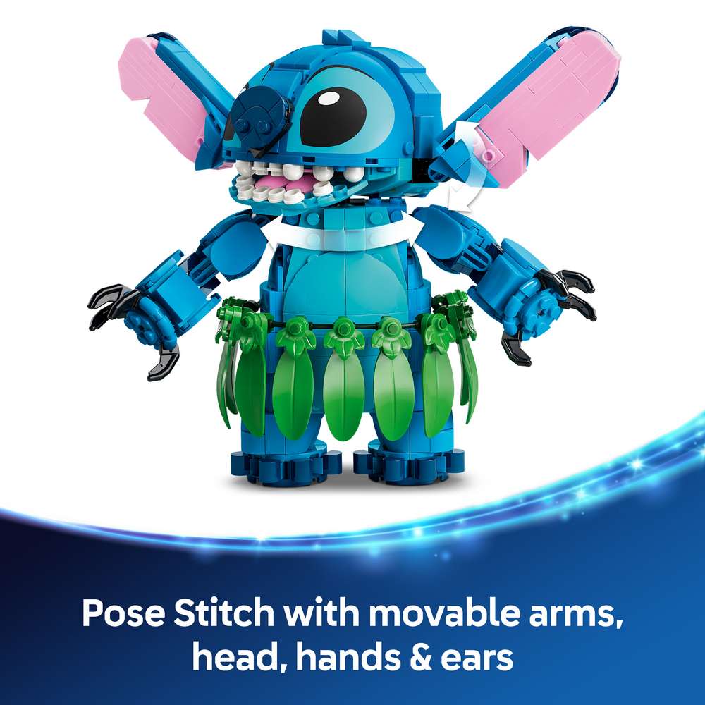LEGO Disney Classic Stitch & Scrump 43296 - captioned product view. 713 pieces. Ages 9+.