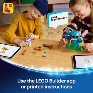 LEGO Disney Classic Stitch & Scrump 43296 - captioned product view. 713 pieces. Ages 9+.