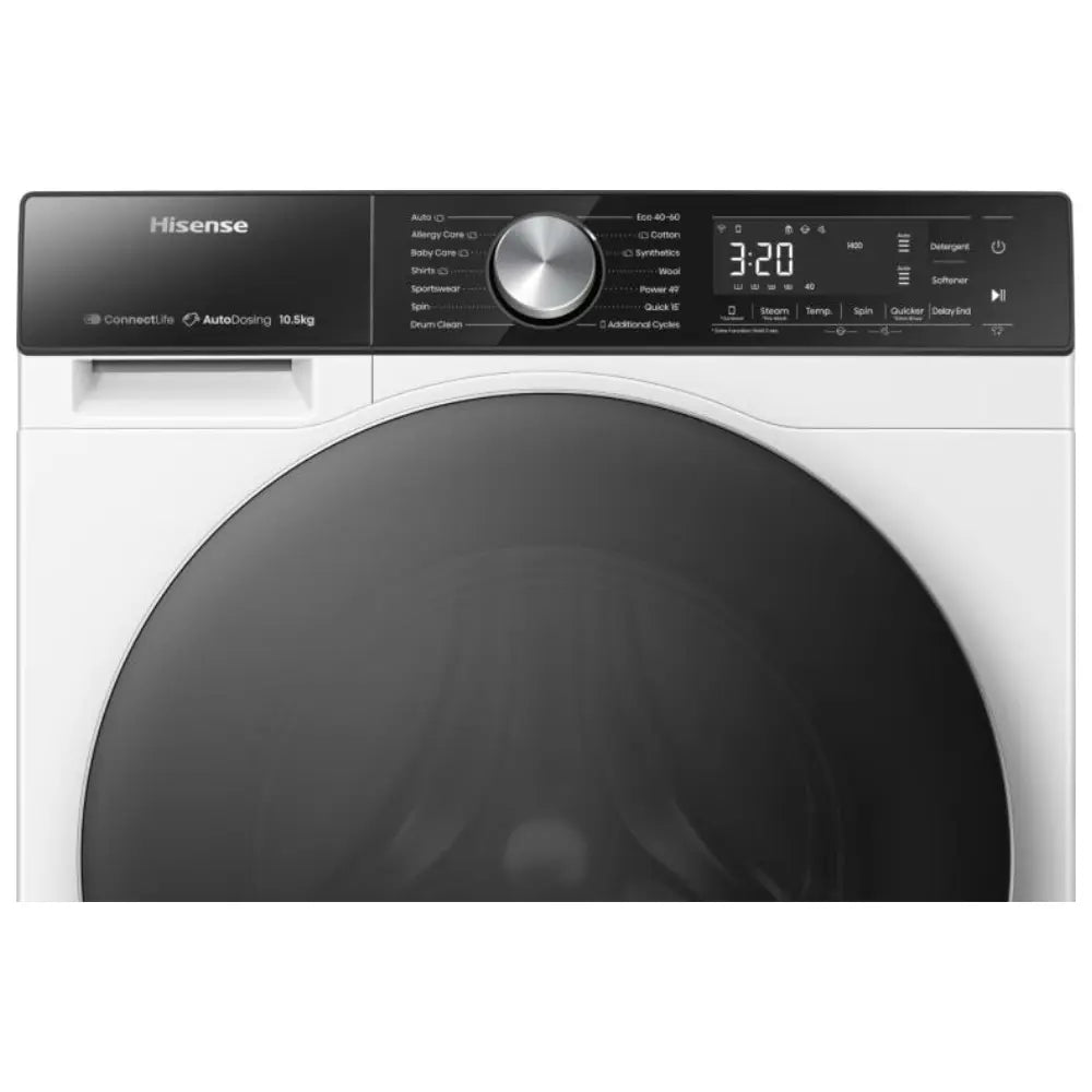Hisense 5S Series 10.5kg 1400 Spin  Auto Dosing Washing Machine Wi Fi - White | WF5S1045BW