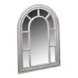 Silvergris arched window-style mirror with white wooden frame and multiple panes featuring rounded top design