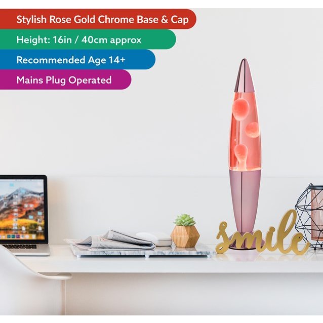 Global Gizmos 16 Inch Lava Lamp - Pink Lava / Rose Gold Effect | 48879