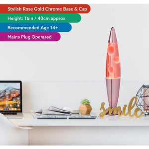 Global Gizmos 16 Inch Lava Lamp - Pink Lava / Rose Gold Effect | 48879