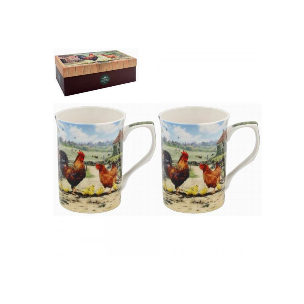 Dunlevy 2 Piece Mug Set - Cockerel and Hen | PG4161