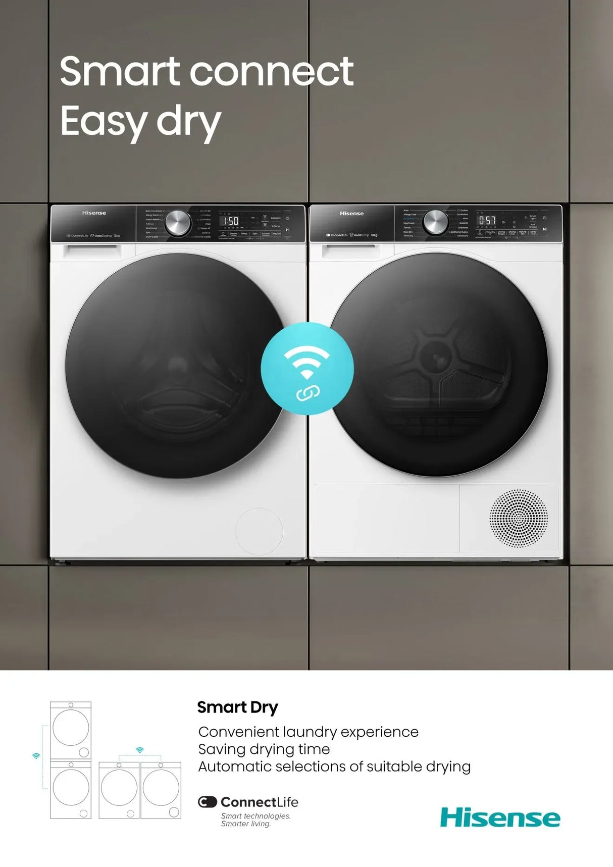 Hisense 12kg 1400 Spin Autodose Washing Machine with Wifi  - Black | WF5S1245BB