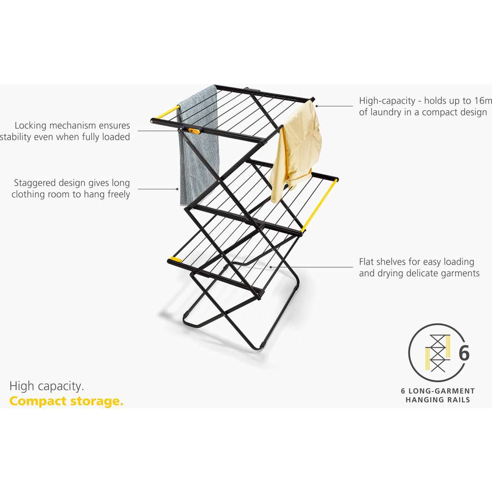 Joseph Joseph AirFrame Folding Clothes Airer with Long Garment Hanging Rails | 5000024JJ