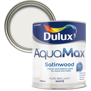 Dulux Aquamax Wood and Metal Satinwood 750ml - Pure Brilliant White