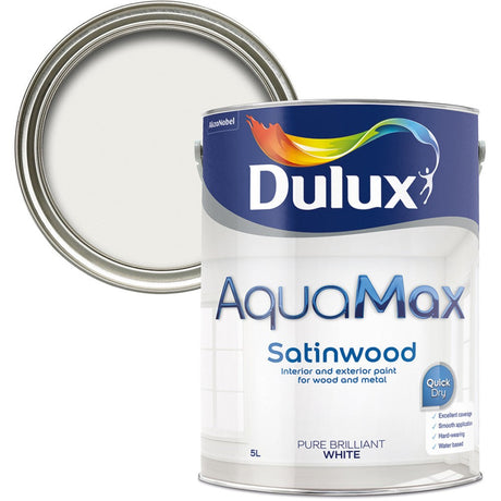 Dulux Aquamax Wood and Metal Satinwood 5 Litre - Pure Brilliant White