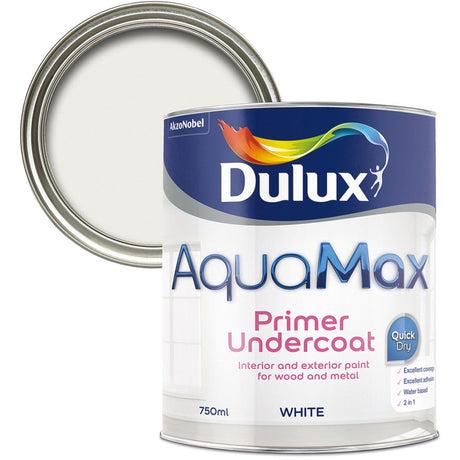 Dulux Aquamax Wood and Metal Primer and Undercoat 750ml - White
