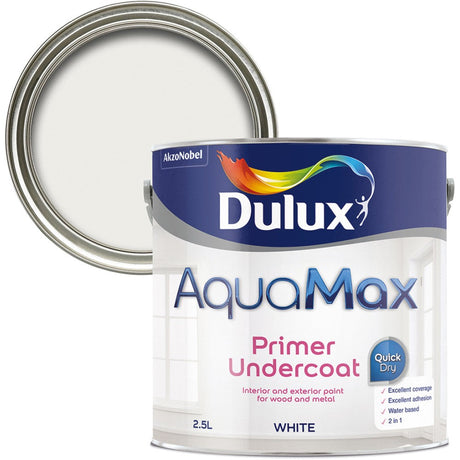 Dulux Aquamax Wood and Metal Primer and Undercoat 2.5 Litre - White