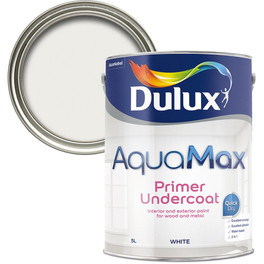 Dulux Aquamax Wood and Metal Primer and Undercoat 5 Litre - White