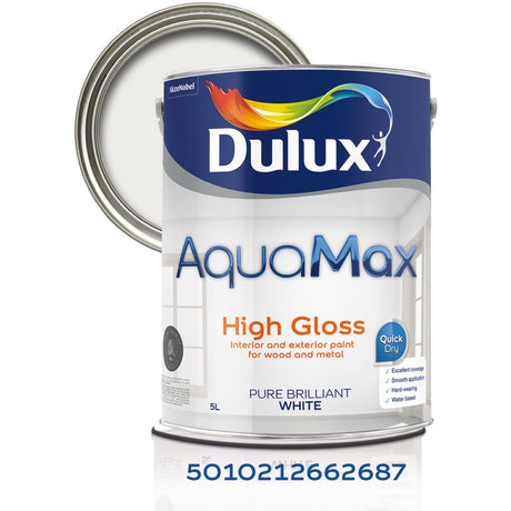 Dulux Aquamax High Gloss 5 Litre - Pure Brilliant White