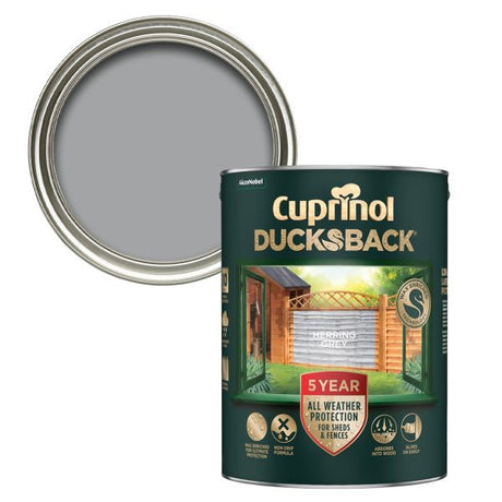 Cuprinol Ducksback Shed & Fence Paint 5 Litre - Herring Grey | 5701422