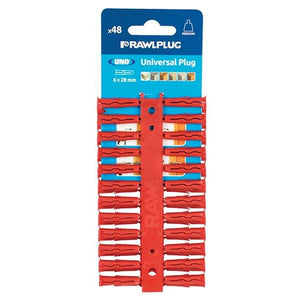 Rawlplug Red Plastic Wall Plugs 6mm Card of 48 | APP8515