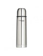 Thermos Everyday 500ml stainless steel flask with silver metallic finish and black grip band shown against white background