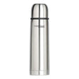 Thermos Everyday Flask 1 Litre stainless steel vacuum insulated bottle with black band and cap on white background