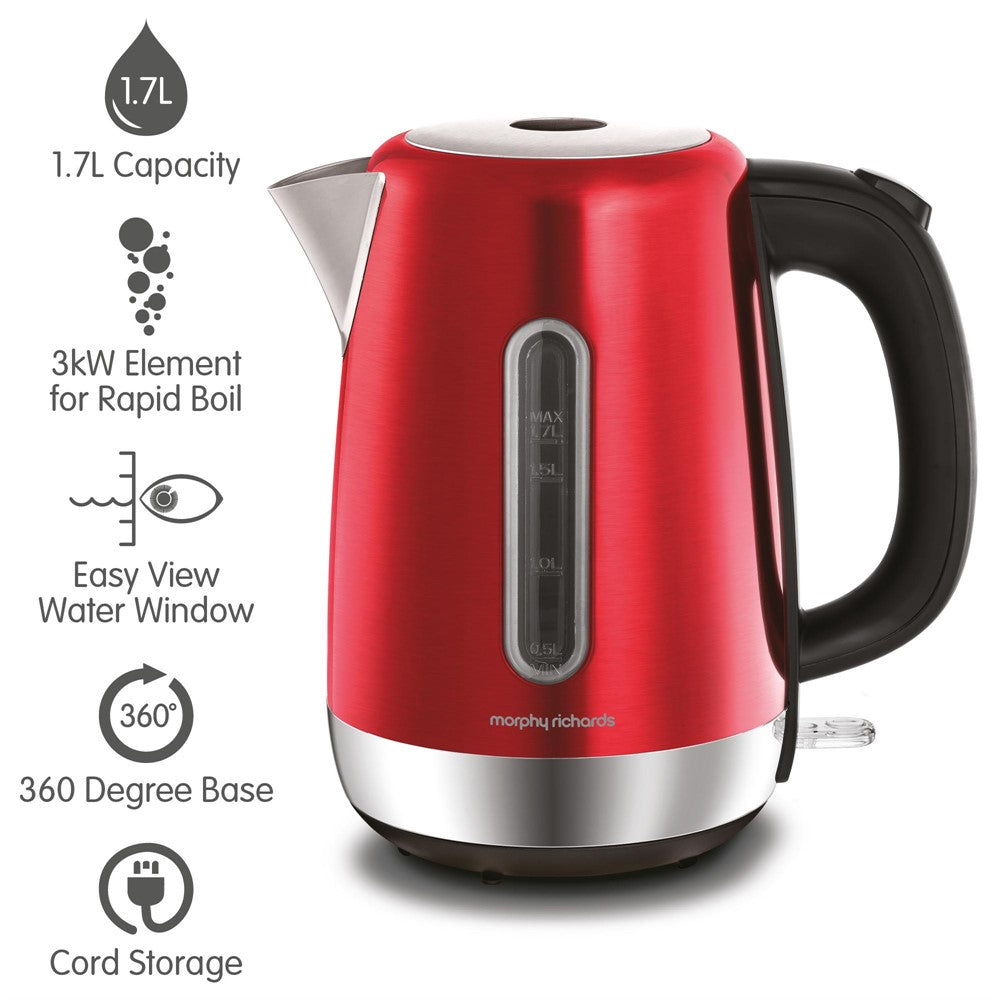Morphy Richards Equip Electric Jug Kettle 1.7 Litre Red 102785 Heavins
