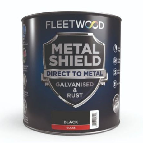 Fleetwood Metalshield 1 Litre Metal Paint - Gloss Black | MSGO01BL