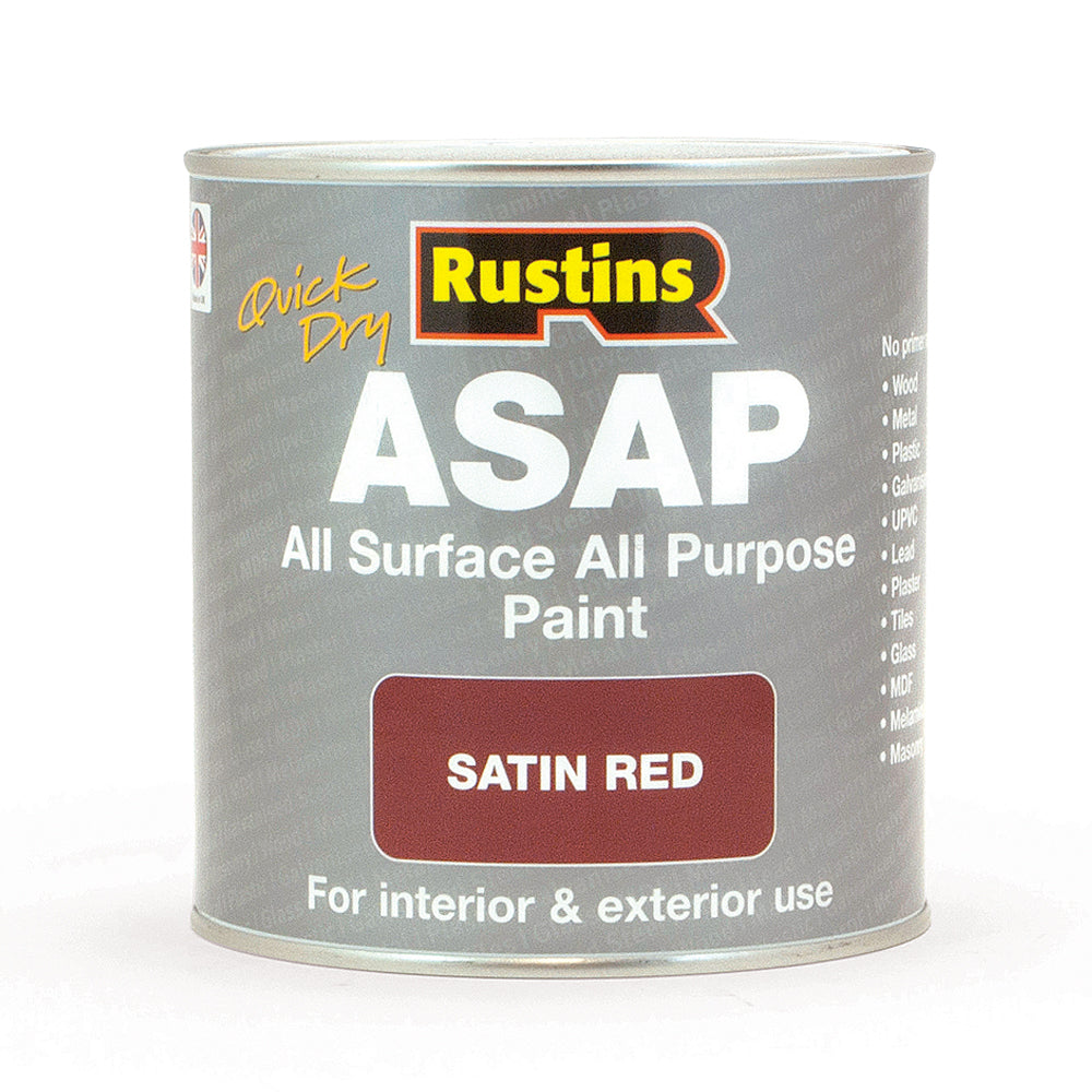 Rustins 500ml ASAP All Surface All Purpose Paint - Satin Red | R480124