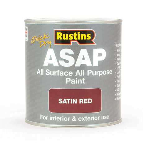 Rustins 500ml ASAP All Surface All Purpose Paint - Satin Red | R480124