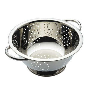 Steelux Deep Colander 24cm stainless steel kitchen strainer with perforated bowl and dual handles for draining pasta and vegetables