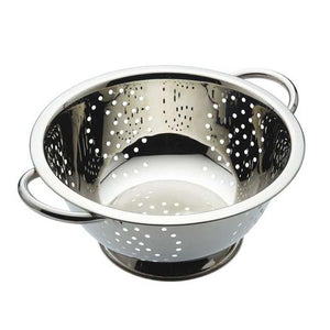 Steelux stainless steel deep colander 24cm with perforated holes and dual handles for draining pasta and vegetables