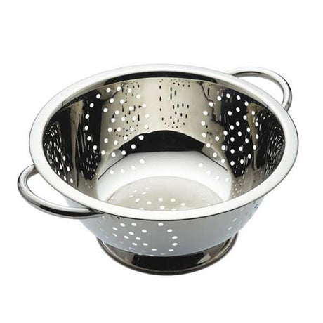 Steelux stainless steel deep colander 24cm with perforated holes and dual handles for draining pasta and vegetables