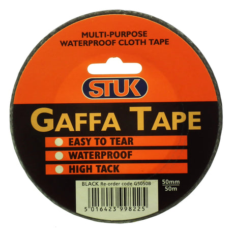 Stuk 50mm x 50 Metre Black Gaffa Duct Tape | 2600-69
