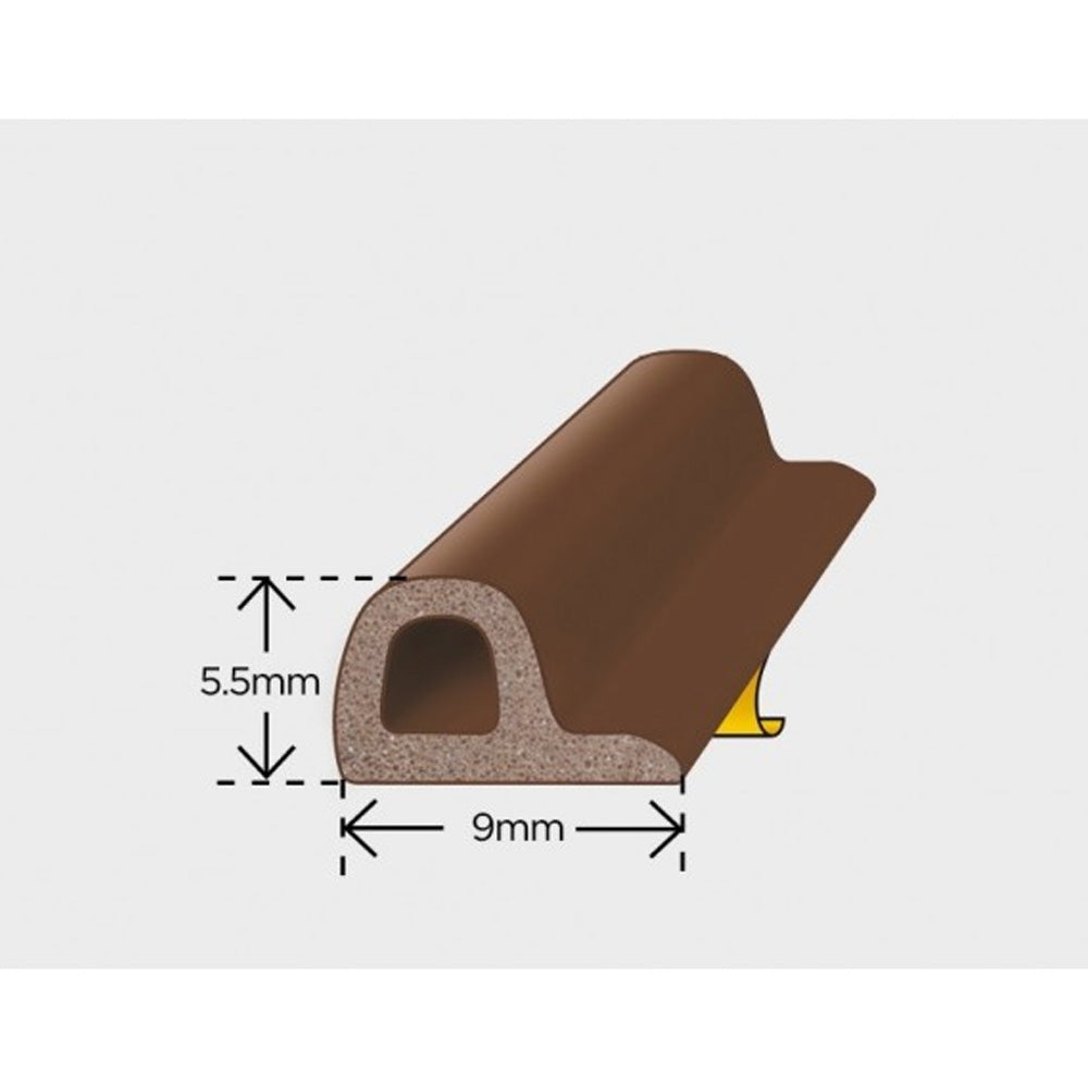 Exitex P Strip Draught Excluder Self Adhesive Foam 5180mm - Brown