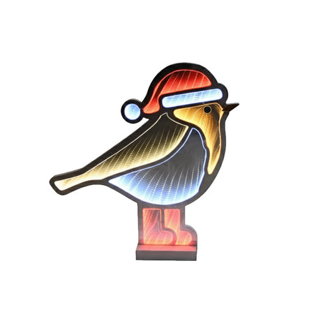 Festive Robin Red Boots Infinity Mirror Light - 40cm | P060140